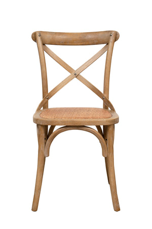 Biscottini Sedia Thonet in massello di frassino e seduta rattan finitura legno invecchiato 48x52x88 cm