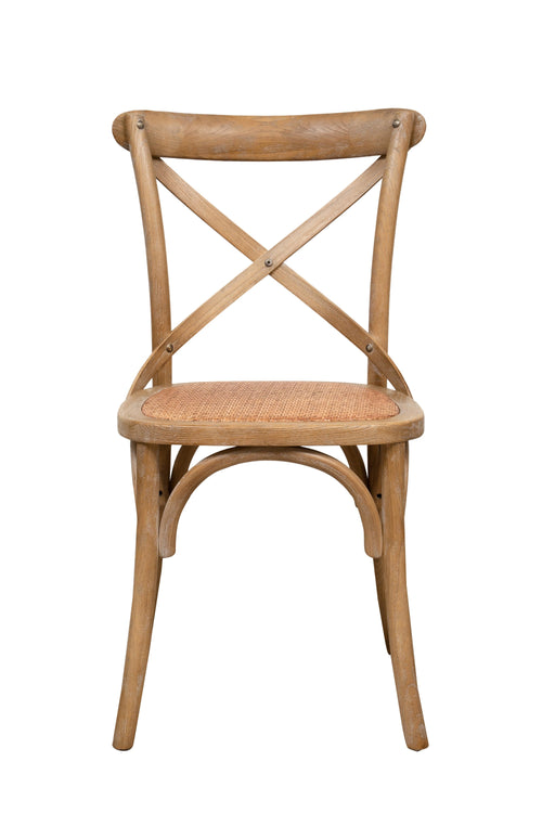 Biscottini Sedia Thonet in massello di frassino e seduta rattan finitura legno invecchiato 48x52x88 cm