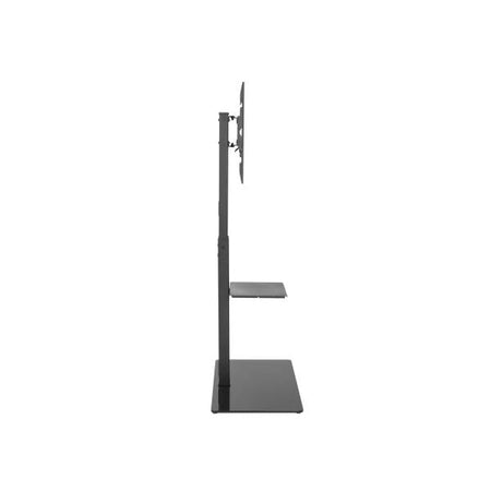Supporto Tv Staffa Tv Stand Da Pavimento, Orientabile, Per Grandi Tv - Max 70" Con Ripiano E Base In Vetro Temperato Nero - Max 40 kg