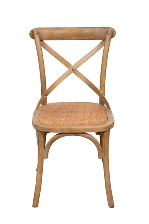 Biscottini Sedia Thonet in massello di frassino e seduta rattan finitura legno invecchiato 48x52x88 cm
