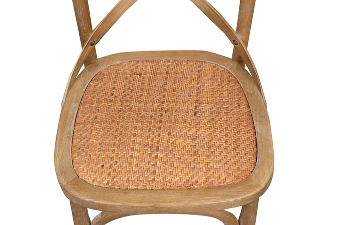 Biscottini Sedia Thonet in massello di frassino e seduta rattan finitura legno invecchiato 48x52x88 cm