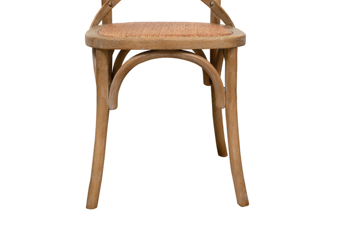 Biscottini Sedia Thonet in massello di frassino e seduta rattan finitura legno invecchiato 48x52x88 cm