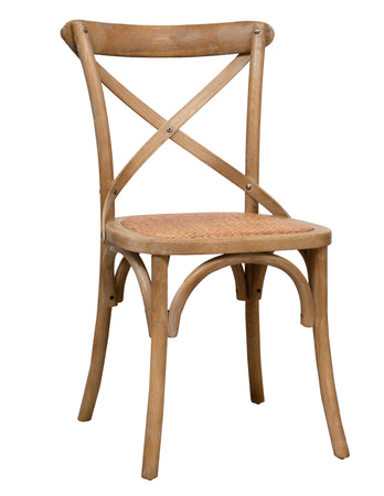 Biscottini Sedia Thonet in massello di frassino e seduta rattan finitura legno invecchiato 48x52x88 cm