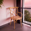 Biscottini Sedia con braccioli Thonet in massello di frassino in finitura noce chiaro anticato e seduta in paglia di Vienna L50XPR43XH89 cm