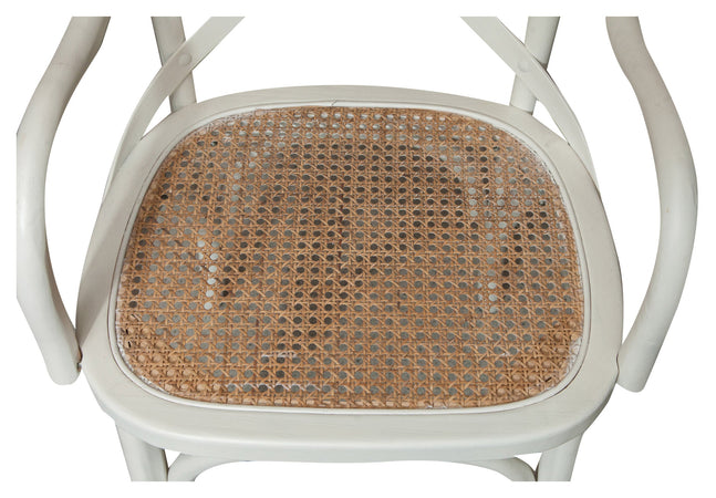 Biscottini Sedia Braccioli Thonet Biscottini Frassino Paglia Vienna Bianca Anticata