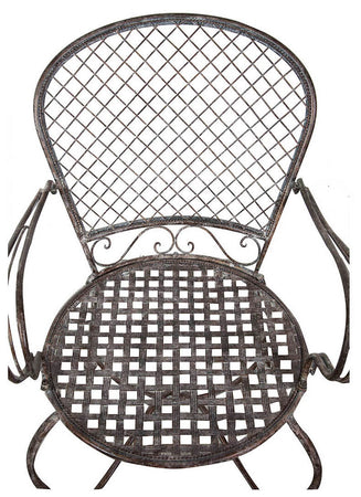Biscottini Sedia poltrona con braccioli in ferro battuto finitura ruggine anticata 57x55x95 cm