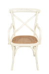Biscottini Sedia con braccioli Thonet in massello di frassino bianca anticata e seduta in paglia di Vienna