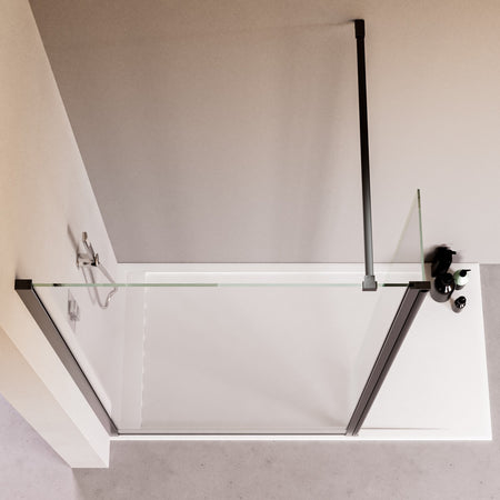 Doccia Walk In con aletta richiudibile profili neri 8mm195 OSIRIDE