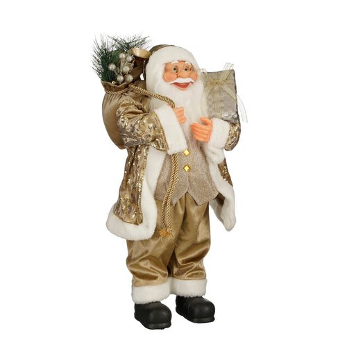 Statuetta Babbo Natale color champagne h 60cm per decorazioni