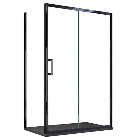 Box doccia due lati apertura scorrevole profili neri 6mm H195 AGATA