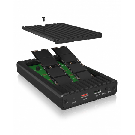 ICY BOX Docking Clone Station- M.2 NVME- USB3.2 Gen2 Type-C/A- Alluminio- Black