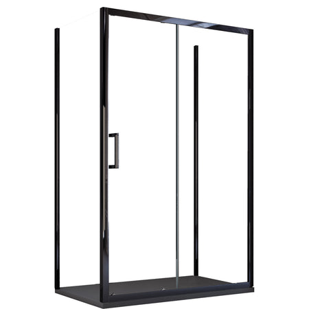 Box doccia tre lati porta scorrevole profili neri H195 6mm AGATA