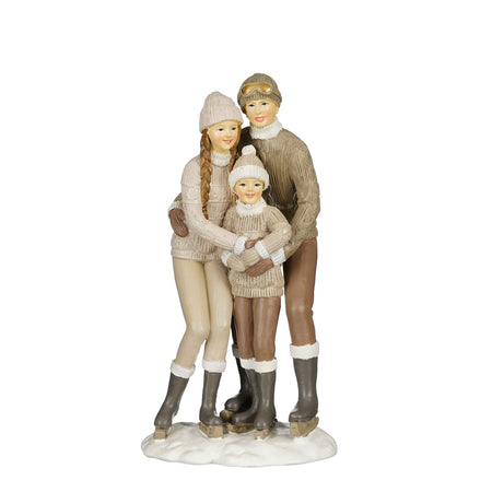 Statuetta famiglia color beige per decorazioni natalizie h 24 cm
