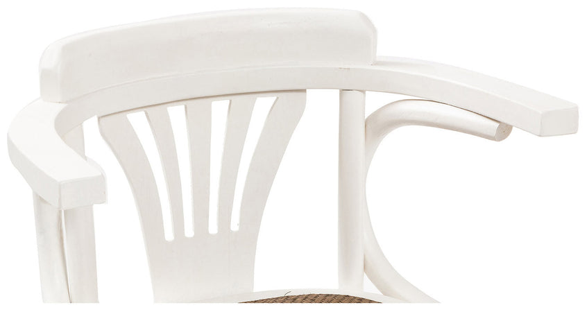 Biscottini Sedia con Braccioli Thonet Biscottini Frassino Bianco Rattan Vintage L45xP42xH77