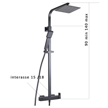 Colonna doccia Nera Quadrata Boitè BLACK