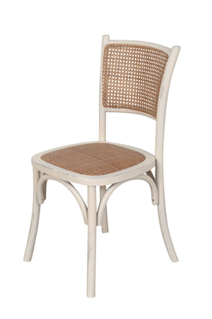 Biscottini Sedia Thonet in massello di frassino e seduta rattan finitura bianca anticata