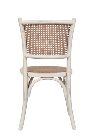 Biscottini Sedia Thonet in massello di frassino e seduta rattan finitura bianca anticata