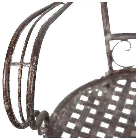 Biscottini Sedia poltrona con braccioli in ferro battuto finitura ruggine anticata 57x55x95 cm