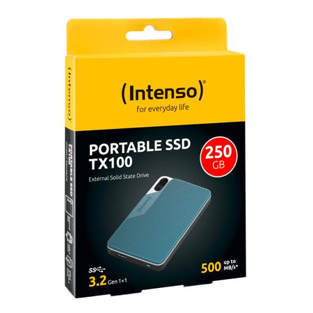 INTENSO SSD ESTERNO TX100 250GB USB 3.2 R/W 500MBS + CAVO USB-C + ADATTATORE USB-A