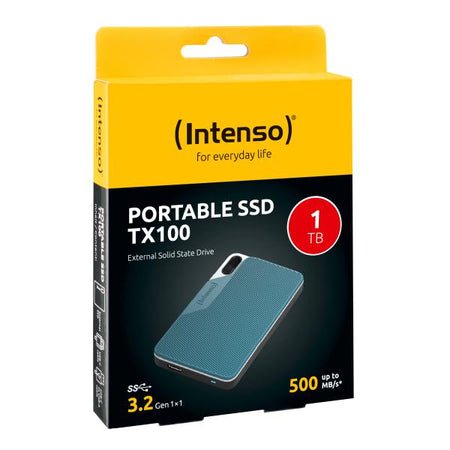 INTENSO SSD ESTERNO TX100 1TB USB 3.2 R/W 500MBS + CAVO USB-C + ADATTATORE USB-A