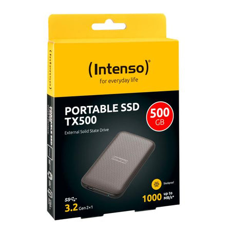 INTENSO SSD ESTERNO TX500 USB 3.2 500GB GEN 2x1 CABLE USB-C + ADAPTER USB-A 1000 MB/s