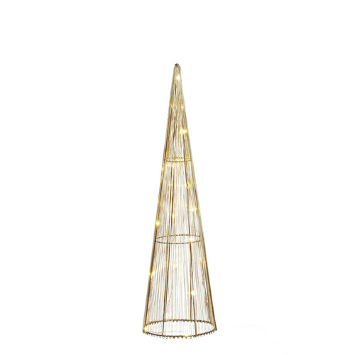 Cono color champagne con led a batteria per decorazioni natalizie