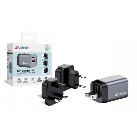 VERBATIM CARICATORE DA PARETE GNC-35 GAN CHARGER 2 PORT 35W USB A/C (EU/UK/US)