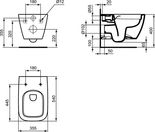 Wc sospeso Life B ideal standard rimless T461401
