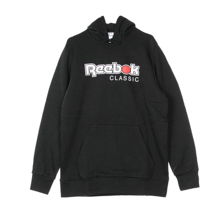 REEBOK Felpa Cappuccio Uomo Classics International Red Button Hoodie Black da uomo