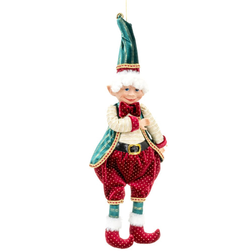 Pupazzo decorativo elfo natalizio colore rosso e verde decorazione natalizia da 50 cm