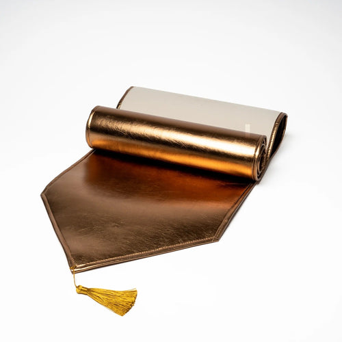 Runner colore oro antico metallizzato per tavolo di Natale 33 x 180 cm