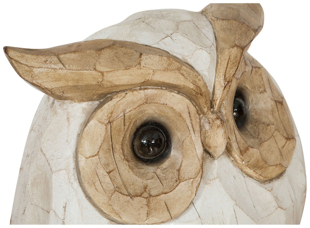 Biscottini Gufo in simil legno dipinto L53xPR21,5XH39 cm Statuetta raffigurante dimensioni