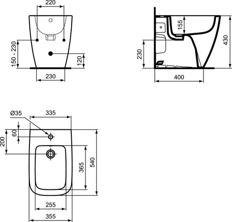 Bidet filo parete I life b T458201 fissaggi nascosti