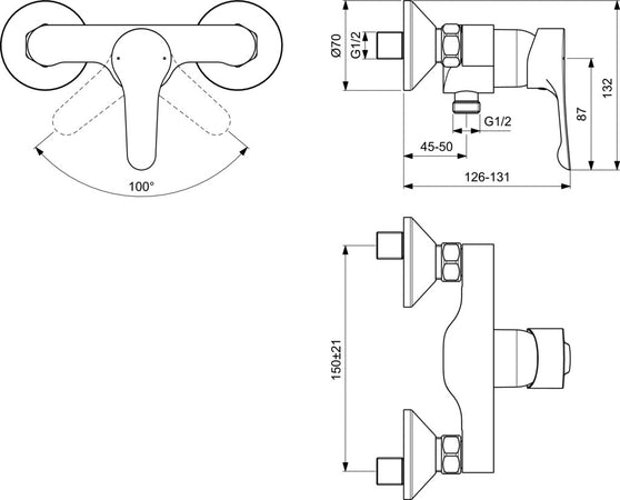 Miscelatore esterno doccia vasca BC488AA Alpha IDEAL STANDARD
