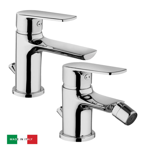 Set miscelatori lavabo e bidet cromati Funky pilette incluse