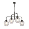 Lampadario Moderno 4 Luci Lukka In Accaio Nero E Vetro Trasparente