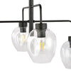 Lampadario Moderno 4 Luci Lukka In Accaio Nero E Vetro Trasparente