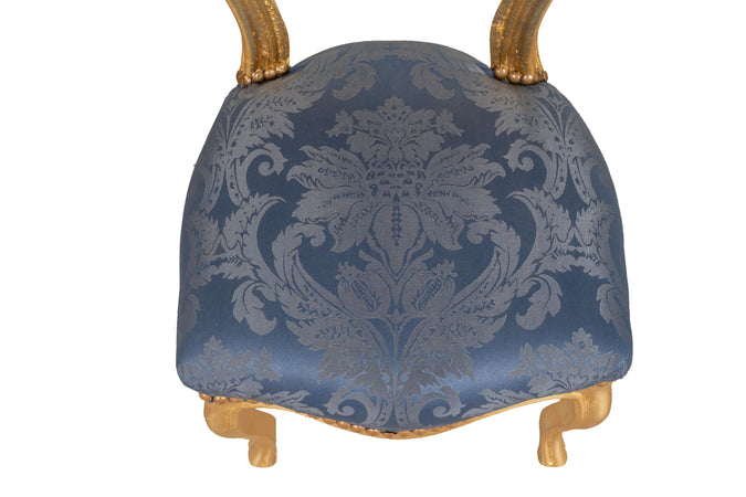 Biscottini Biscottini Sedia Poltroncina Luigi XVI Legno Faggio Intagliata Patina Oro Blu