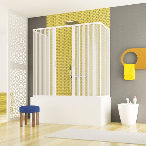 Box doccia Sopra vasca in pvc su tre lati apertura centrale