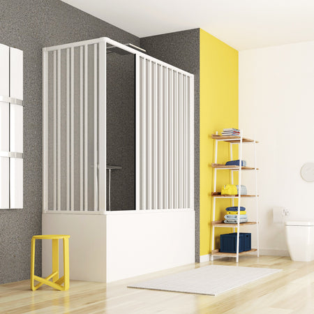 Box doccia in pvc Sopra Vasca a 2 ante apertura in angolo h150