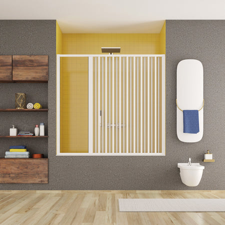 Sopra vasca a soffietto in pvc ad anta singola, apertura laterale