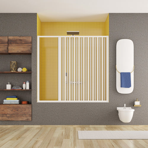 Sopra vasca a soffietto in pvc ad anta singola, apertura laterale