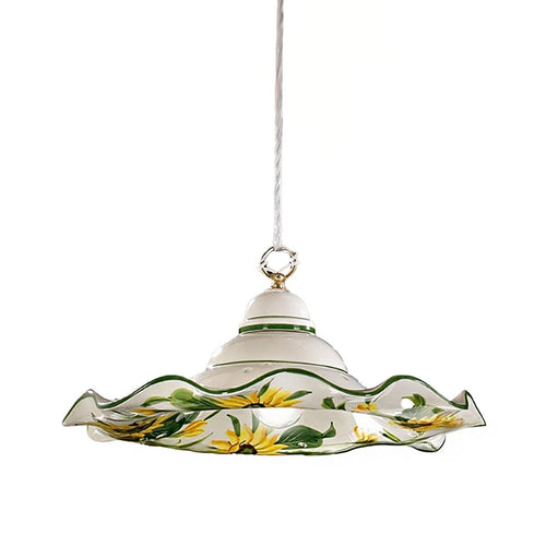 Lampadario ceramica Lampadari Bartalini 2217.2 E27 LED 41CM piatto girasole artigianale