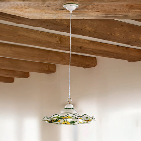 Lampadario ceramica Lampadari Bartalini 2217.2 E27 LED 41CM piatto girasole artigianale