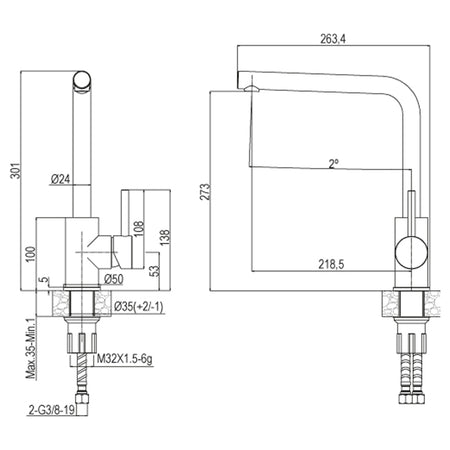 Miscelatore cucina con canna orientabile ACCIAIO INOX
