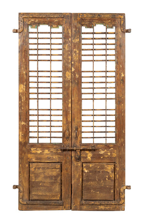 Biscottini Porta portone in legno massello e ferro da interno o da esterno vecchia e antica medievale