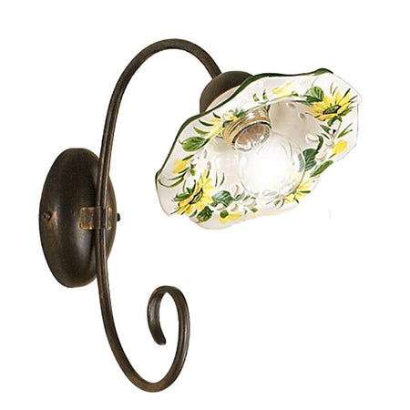 Applique ceramica Lampadari Bartalini 2213.A E27 LED piatto girasole artigianale