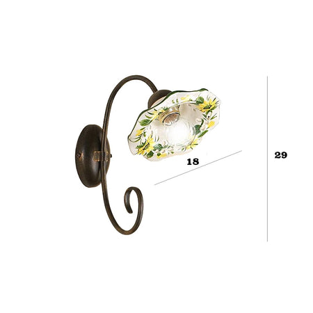 Applique ceramica Lampadari Bartalini 2213.A E27 LED piatto girasole artigianale