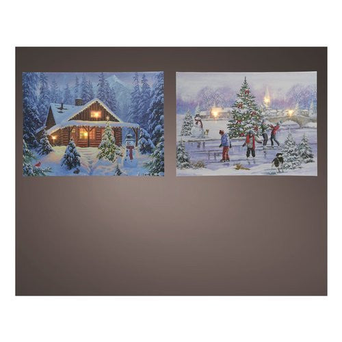 Paesaggio natalizio Kaemingk 486573 Quadro Led Assortito