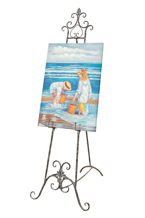 Biscottini Biscottini Portaquadro Cavalletto Treppiedi Ferro Battuto Ruggine Arte 53x96x150